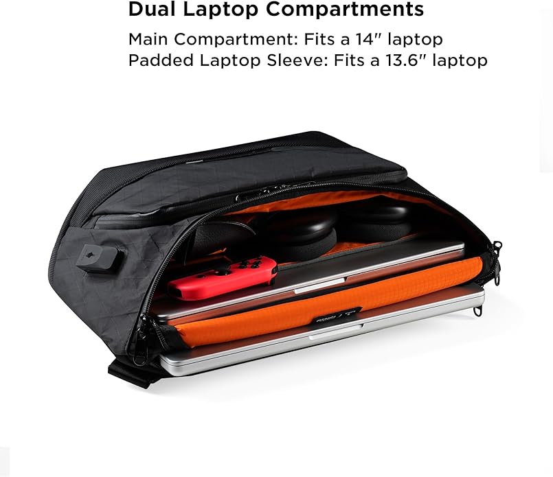 ALPAKA Bravo Sling Max, 8L RFID-Blocking Sling Laptop Bag for Men with Maglockz Buckle, Lockable Zips & External USB Port