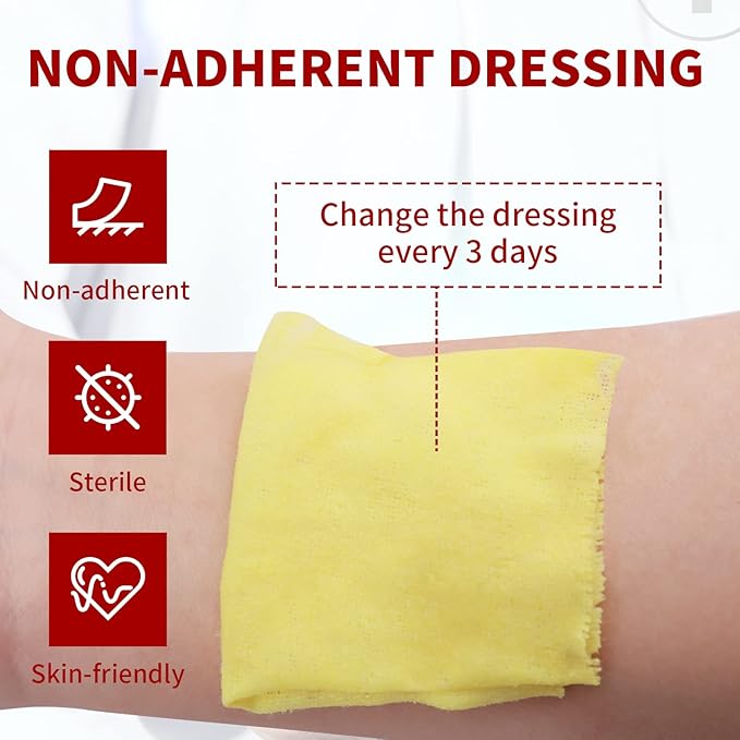 Xeroform Petrolatum Dressing 4"x4", 25 PCS Non-Adherent Gauze for Low Exudating Wounds, Fine Mesh Gauze Pads for Burns, Abrasions, Lacerations, Skin Grafts and Surgical Incisions