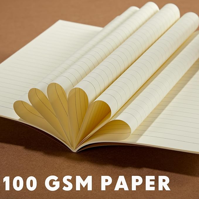 100 Pcs Kraft Notebook Journals 5.5 Inch x 8.3 Inch A5 Softcover Notebooks Bulk for Writing Sketch Office Notepad with 60 Pages 30 Sheets(Brown, Navy,Lined)