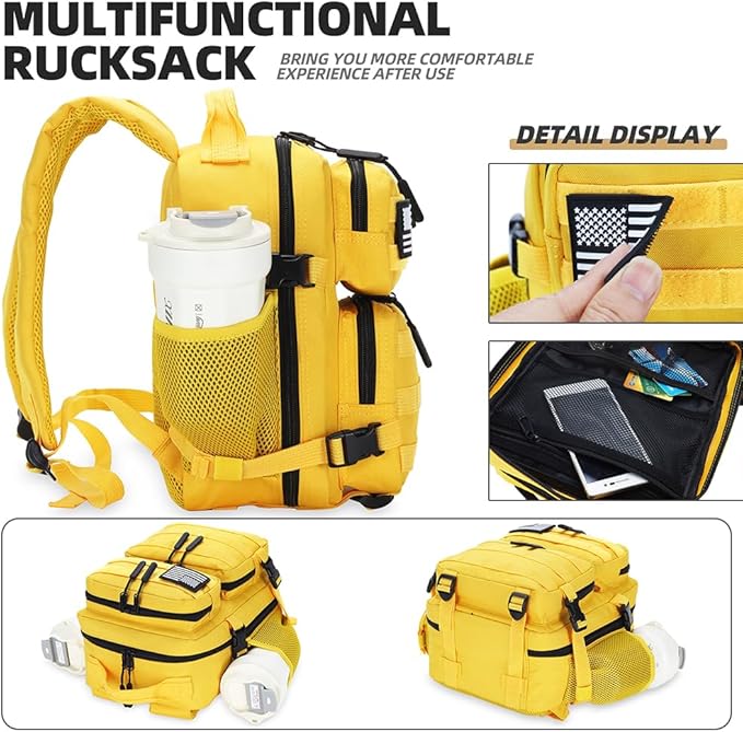 9L Mini Tactical Backpack for Men and Women, Tactical Backpack Small for Hiking, Small Tactical Bag(Yellow)