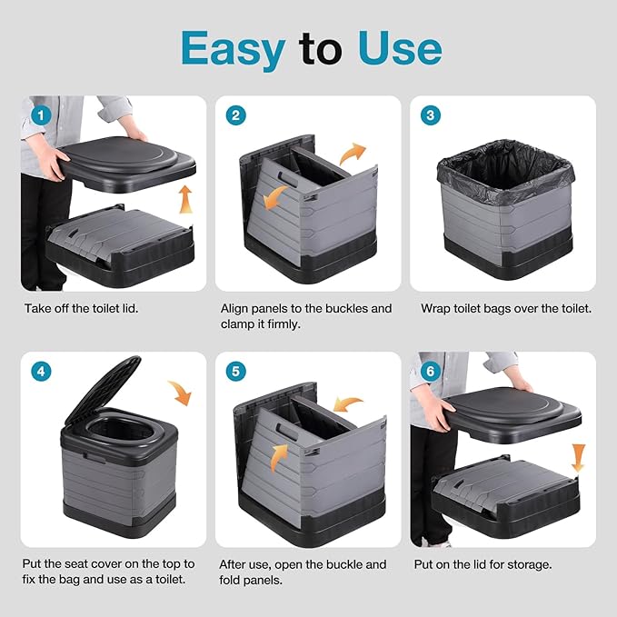 TRIPTIPS Updated Portable Potty for Camping Extra Large Folding Travel Toilet Camping Toilet Portable Toilet for Adults Car Toilet Camp Toilet Outdoor Toilet for Boat/Hiking/Long Trips/Beach