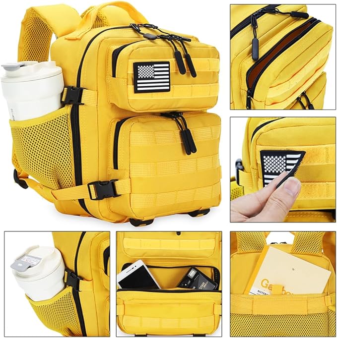 9L Mini Tactical Backpack for Men and Women, Tactical Backpack Small for Hiking, Small Tactical Bag(Yellow)