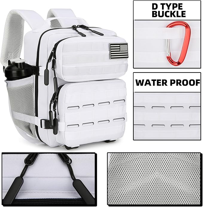 9L Mini Tactical Backpack 9L Assault Pack 9L Tactical Backpack Hiking Fitness Backpack(White)