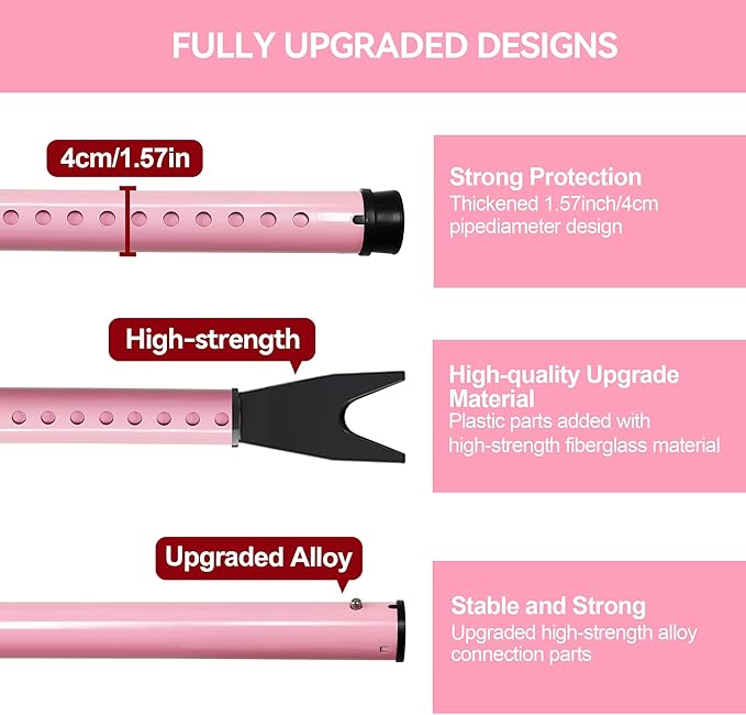 AceMining Upgraded Door Security Bar & Sliding Patio Bar, Heavy Duty Stoppers Adjustable Jammer for Home, Apartment, Travel (1 Pack,Pink)