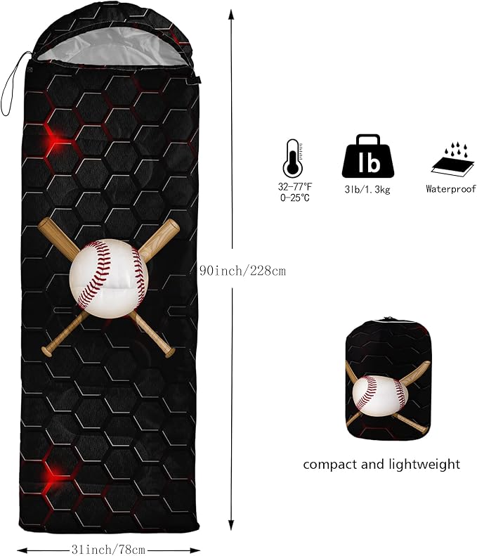 QOOMO Camping Sleeping Bags,3 Season Warm & Cool Weather,Lightweight,Waterproof Sleeping Bags for Adults & Kids,Traveling,and Outdoors,Camping Gear Equipment