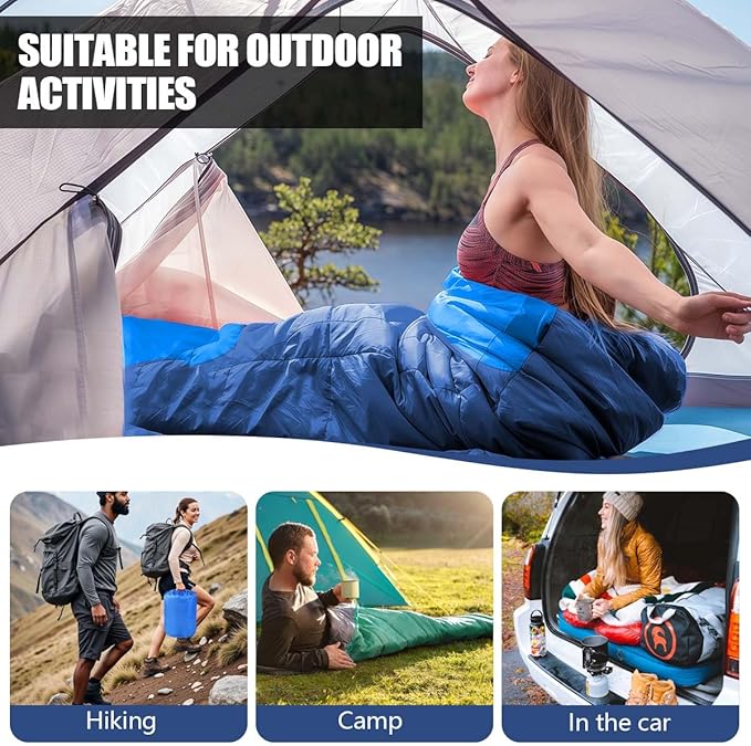 Camping Sleeping Bags for Adults Kids Waterproof Lightweight Sleeping Bag for Cold Weather or Warm Backpacking Hiking Mountaineering Indoor Outdoor Use