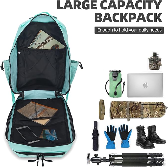 45L Tactical Assault Backpack 3 day assault pack with Molle Waterproof backpack Rucksack for Tactical Backpacks (Mint Green)