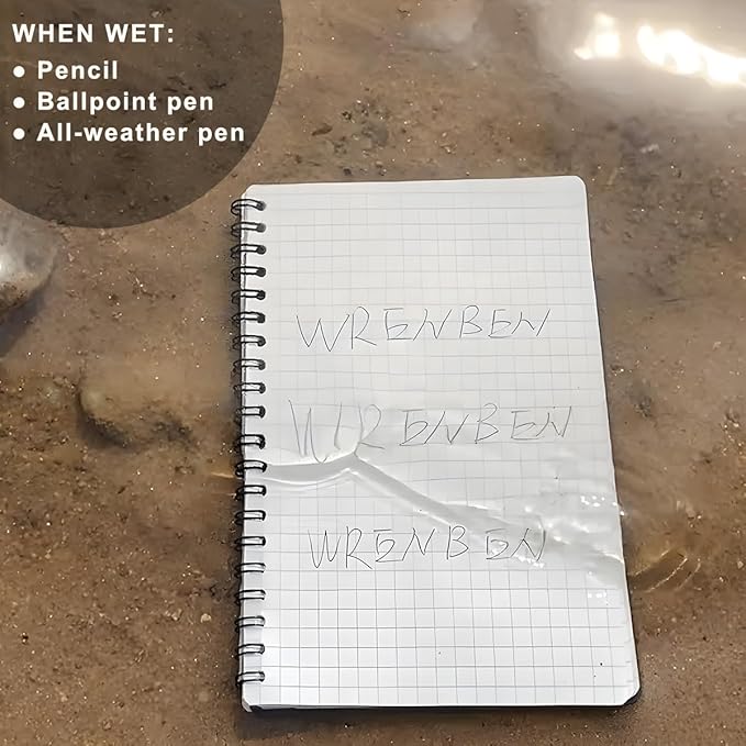 2PCS Large Waterproof Spiral Notebooks 8.5x11 Inch with Waterproof Stone Paper and Hard Cover, Grid Pattern, 100 Pages Per Weatherproof Notepad A4 Size for Outdoor Field (8.5" x 11", Yellow)