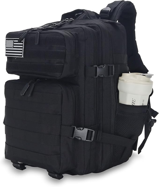 25L Tactical Backpack for Men Women Military Backpack Army Assault Pack Molle Backpack Small Bug Out Bag Travel Rucksack Daypack (Black)