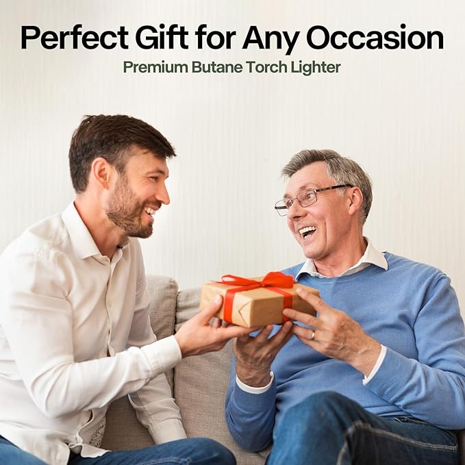 Butane Torch Lighter, 0-90°Rotating Angle Butane Lighter, Refillable Kitchen Torch with Safety Lock, Adjustable Flame for Soldering (Green and Black)