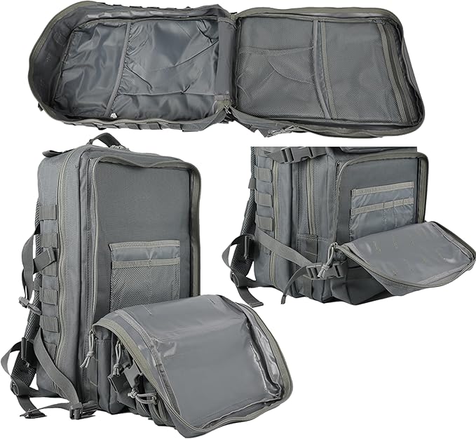 45L Military Tactical Backpack for Men & Women Bug Out Bag Assault pack Molle Daypack Hiking Trekking Rucksack(Grey)