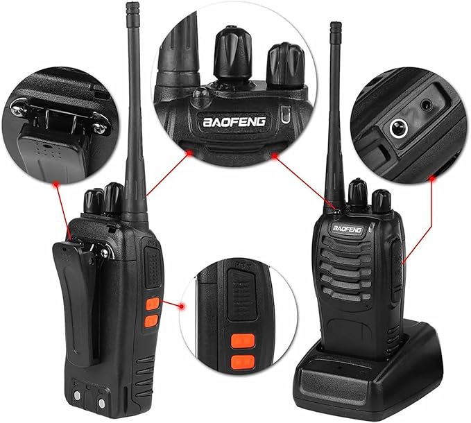 Walkie Talkies for Adults Rechargeable Long Range 16 Channel Professional Walky Talky and Security Headphones Flashlight Li-ion Battery and Charger (10 Pack)