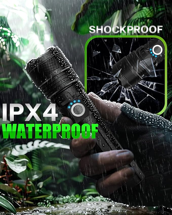 Victoper LED Flashlights, High Powered High Lumens Super Bright Tactical Flashlight, Rechargeable, 5 Modes Zoomable Waterproof Flash Lights for Emergency, Outdoor, Home, Camping, Hiking