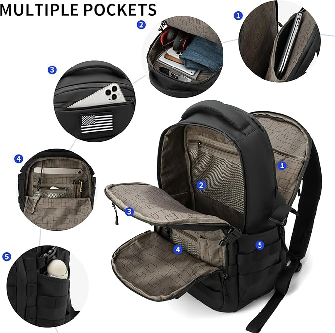 Wotony Military tactical backpack, backpack for men black small tactical assault bag