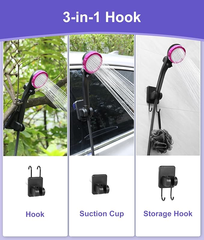 WADEO Portable Shower for Camping, 6000mAh Outdoor Electric Shower Rechargeable Pump with Intelligent Digital Display, Camping Shower Head Nozzle for Camping, Hiking, Traveling, Washing