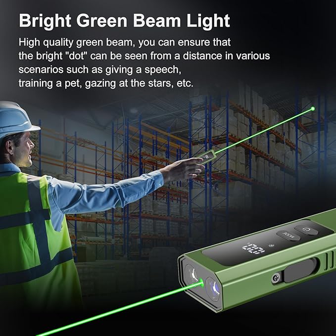 5 in 1 PRO EDC Flashlight Flat with Green Beam, UV Light, 800LM White Light LED Combo, Portable Pocket Flash Lights with Magnet for Outdoors Emergency and Work(Green)