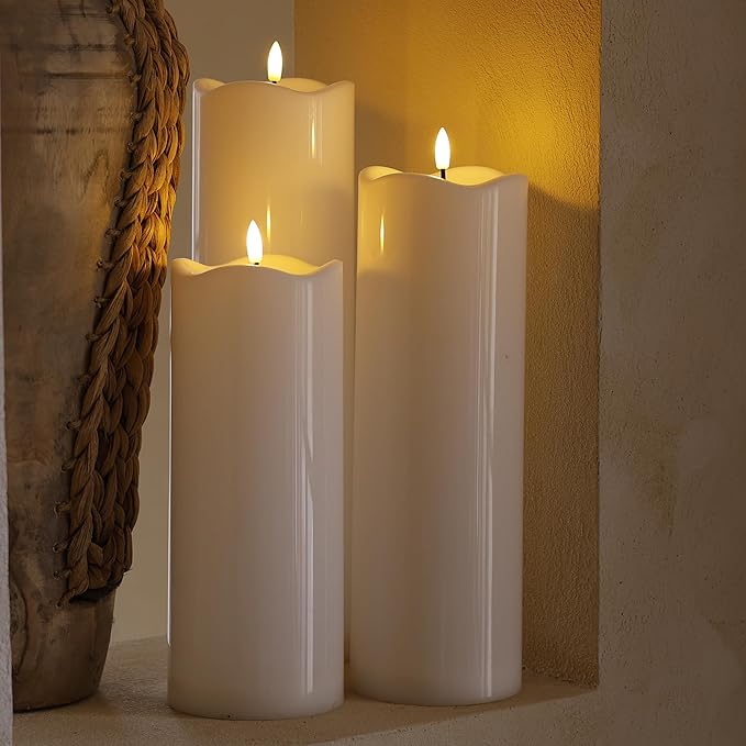 4" x14" Outdoor Candles with Timer Waterproof Large Flickering Flameless Candles with Remote Tall White Pillar Candles for Indoor Outdoor Use, 1Pack