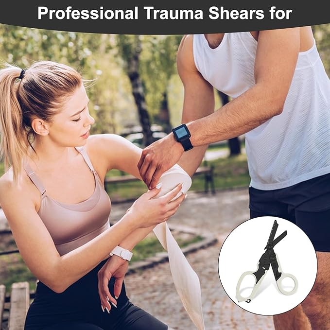 6in1 trauma shears - emergency responders, outdoor emergencies scissor, medical staff, and outdoor camping scissors, ttrauma scissors (Luminous Black)