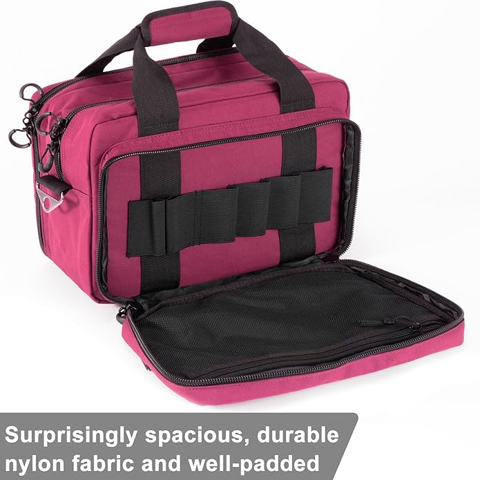 Range Bag Pistol Handgun Bag Gun Carrying Case for Handguns and Ammo with Lockable Zippers