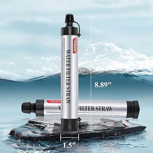 Timain 4-Stage Filtration,High Flow Rate Water Filter Straw,Water Purifier Survival for Emergency Kits,Travel,Camping, Hiking,Fishing,Hunting (1)