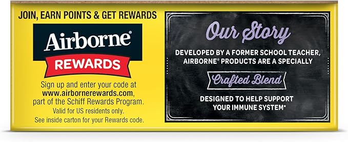 Airborne Elderberry Extract + Vitamin C 1000mg (per Serving) - Effervescent Tablets (20 Count in a Box), Gluten-Free Immune Support Supplement, with Vitamins A C E, Zinc, Selenium, Sugar Free
