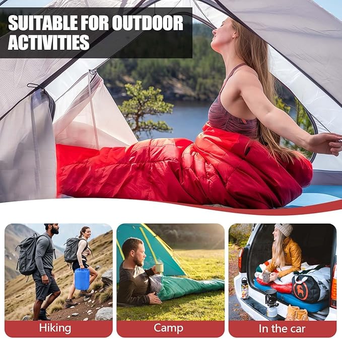 Camping Sleeping Bags for Adults Kids Waterproof Lightweight Sleeping Bag for Cold Weather or Warm Backpacking Hiking Mountaineering Indoor Outdoor Use