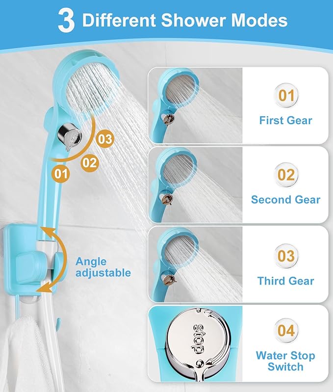 WADEO Portable Shower for Camping, 6000mAh Outdoor Electric Shower Rechargeable Pump with Intelligent Digital Display, Camping Shower Head Nozzle for Camping, Hiking, Traveling, Washing