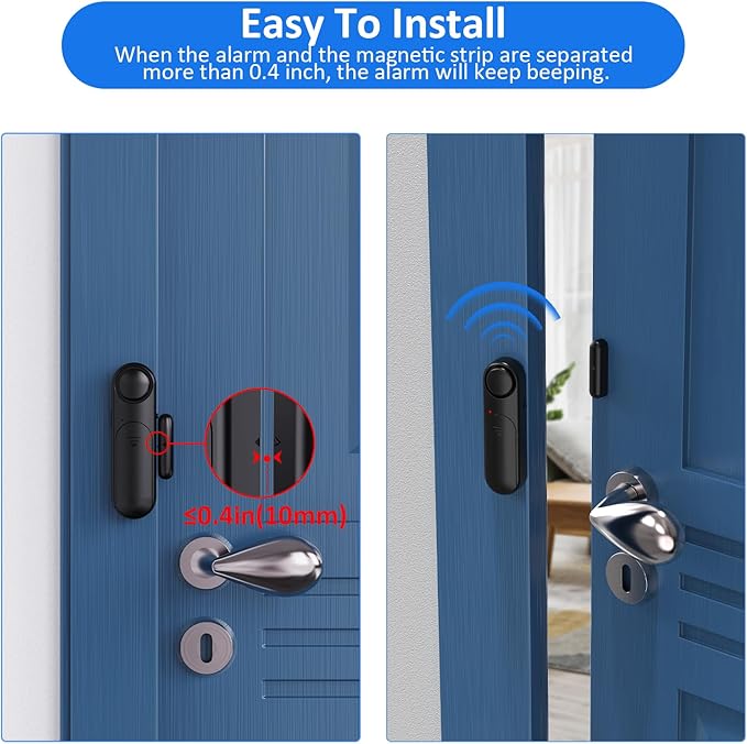 Window and Door Alarm When Opened (5 Pack) for Kids Safety/Home Security, Wireless Sliding Door Opening Sensor Alarms for Dementia, 120dB Burglar Alert, Ideal for Business, Garage, Apartment, Black