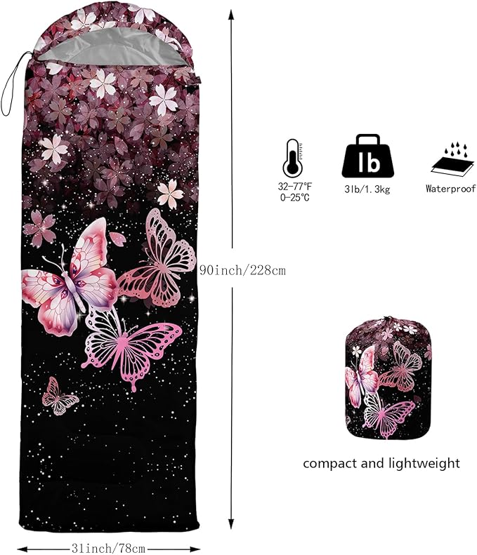 QOOMO Camping Sleeping Bags,3 Season Warm & Cool Weather,Lightweight,Waterproof Sleeping Bags for Adults & Kids,Traveling,and Outdoors,Camping Gear Equipment