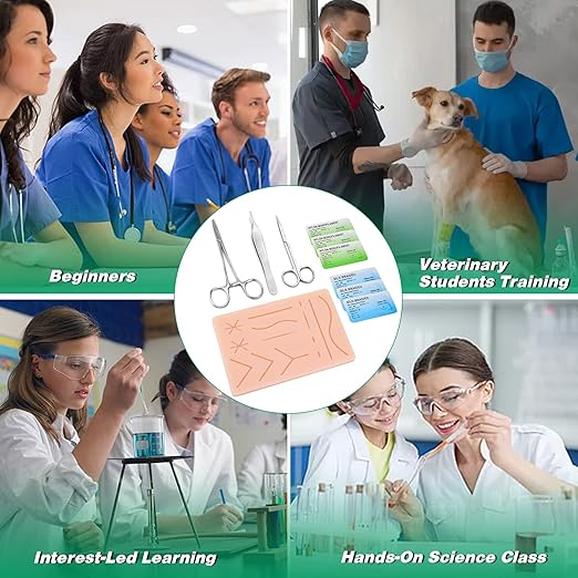 Ultrassist Suture Practice Kit for Medical and Vet Students, Starter Suture Kit Including Durable Silicone Pad, Suturing Tools, for Suture Curriculum Practice (Education Use Only)