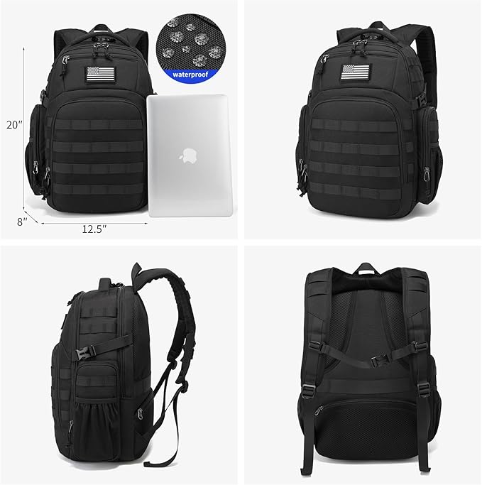 Wotony Military tactical backpack, backpack for men black small tactical assault bag