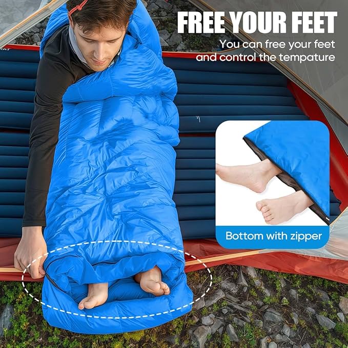 Camping Sleeping Bags for Adults Kids Waterproof Lightweight Sleeping Bag for Cold Weather or Warm Backpacking Hiking Mountaineering Indoor Outdoor Use