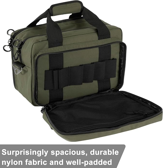 Range Bag Pistol Handgun Bag Gun Carrying Case for Handguns and Ammo with Lockable Zippers