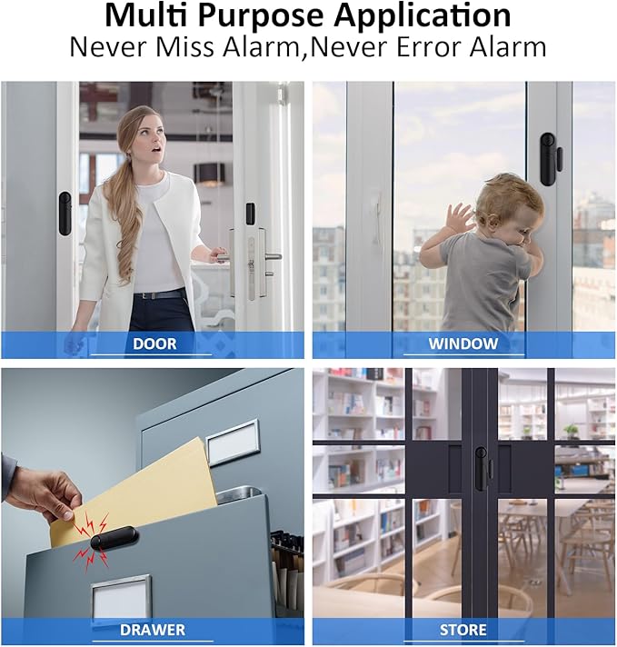 Window and Door Alarm When Opened (5 Pack) for Kids Safety/Home Security, Wireless Sliding Door Opening Sensor Alarms for Dementia, 120dB Burglar Alert, Ideal for Business, Garage, Apartment, Black