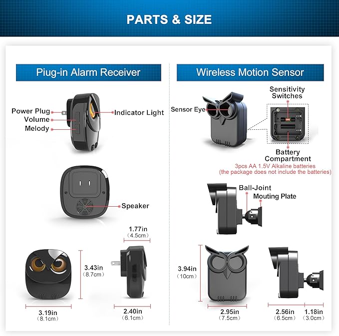 1/2 Mile Long Range Wireless Driveway Alarm-HTZSAFE Outdoor/Indoor Motion Sensor&Detector-DIY Security Alert System- 1 Receiver and 3 Sensor Kit