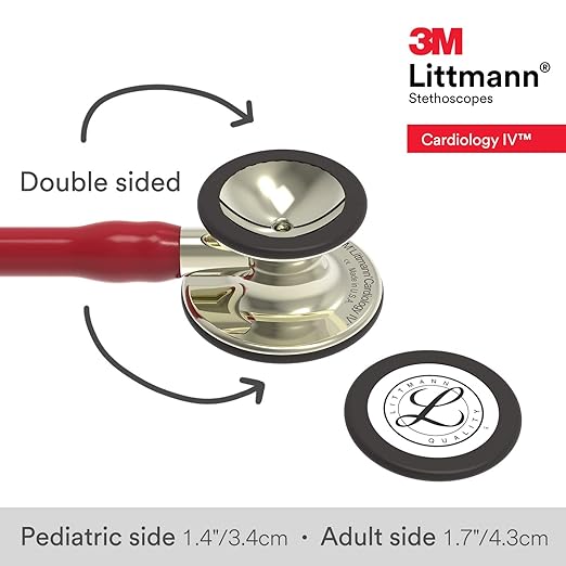 3M Littmann Cardiology IV Diagnostic Stethoscope, 6176, More Than 2X as Loud, Weighs Less, Stainless Steel Champagne-Finish Chestpiece and Stem, 27" Burgundy Tube