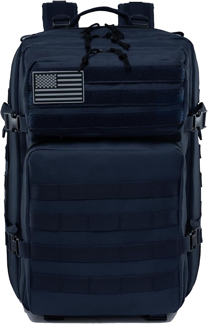 45L Military Tactical Backpack for Men & Women Bug Out Bag Assault pack Molle Daypack Hiking Trekking Rucksack(Blue)