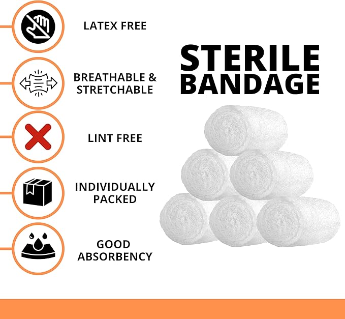 8 Pack Sterile Gauze Stretch Bandage Roll, 4.5 Inch x 4.1 Yards 6 Ply Approved, Kerlix Gauze Bandage Rolls Used for Wound Care, Easy to Use Cotton Ply Rolled Hand Wrap Dressing Ankles & Knees