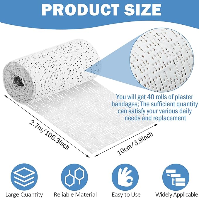 Treela Plaster Cloth Rolls Gauze Bandages Rolls Strips for Belly Casts, Scenery Molds, Mask Making, Art Projects, Body Casts, Craft Supplies(4 Inch x 118 Yard)