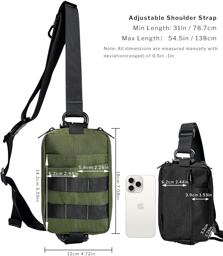 VIPERADE CHS2 Small EDC Sling Bag, Tactical Fanny Pack for Men, Molle Pouch Crossbody Backpack with Adjustable Shoulder Strap, Utility Chest Pouch Bag for Hiking/Traveling/Bush-Craft