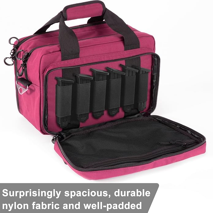 Range Bag Pistol Handgun Bag Gun Carrying Case for Handguns and Ammo with Lockable Zippers