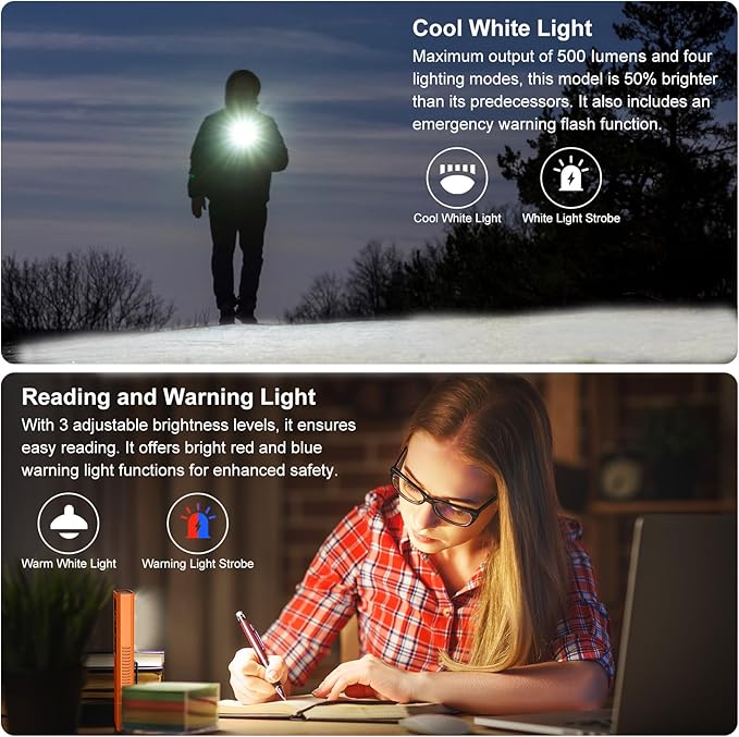 5 in 1 PRO EDC Flashlight Flat with Green Beam, UV Light, 800LM White Light LED Combo, Portable Pocket Flash Lights with Magnet for Outdoors Emergency and Work(Orange)