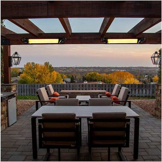 1500W Carbon Infrared Heater - Indoor/Outdoor Electric Patio, Deck, & Garage Heater - Wall-Mounted with Remote Control - Experience Next-Generation, Efficient Heating. (Black)