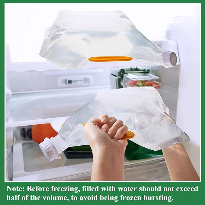 1.3 Gallon Collapsible Water Storage Bag Emergency Jug Container Clear Plastic Water Bladder for Outdoor Sport Camping Hiking No Leak, Freezable, Odorless, Flat Folding (No Scale)