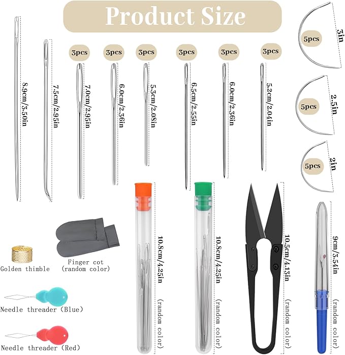 Yizzvb Heavy Duty Sewing Kit, Upholstery Thread Kit with Nylon Thread, Hand Sewing Needles, Sewing Awl, Upholstery Tools and Supplies for Carpets, Canvas, Sofa and Leather, Sewing Kit for Adults