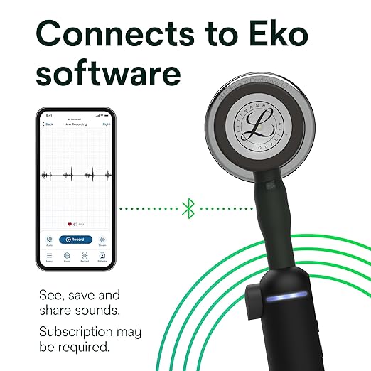 3M Littmann CORE Digital Stethoscope, Our Most Advanced Stethoscope Yet, Up To 40x Amplification, Active Noise Cancellation, In-App Sound Wave Visualization, Mirror-Finish Chestpiece, 8890