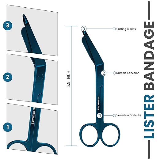 Utopia Care Bandage Scissors, 5.5 Inch Stainless Steel Shears for First Aid and Professional Use, Spectrum Blue