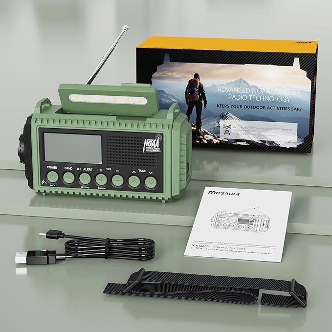 12000 Emergency Radio, NOAA Weather Radio with AM/FM/NOAA/SW,SOS Battery Operated Radio,5 Way Powered Emergency Hand Crank with USB Charger, Flashlight, Reading Lamp, Headphone Jack for Outdoor