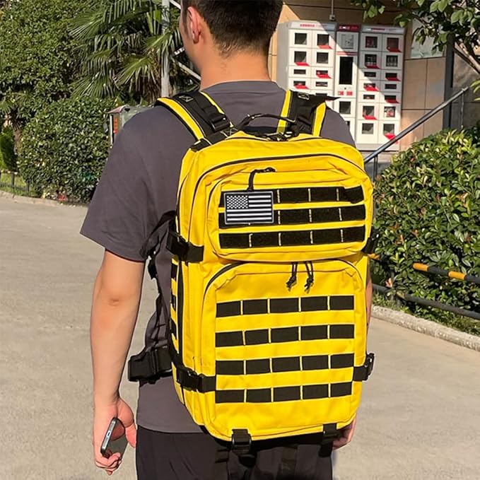 45L Military Tactical Backpack for Men & Women Bug Out Bag Assault pack Molle Daypack Hiking Trekking Rucksack(Yellow)