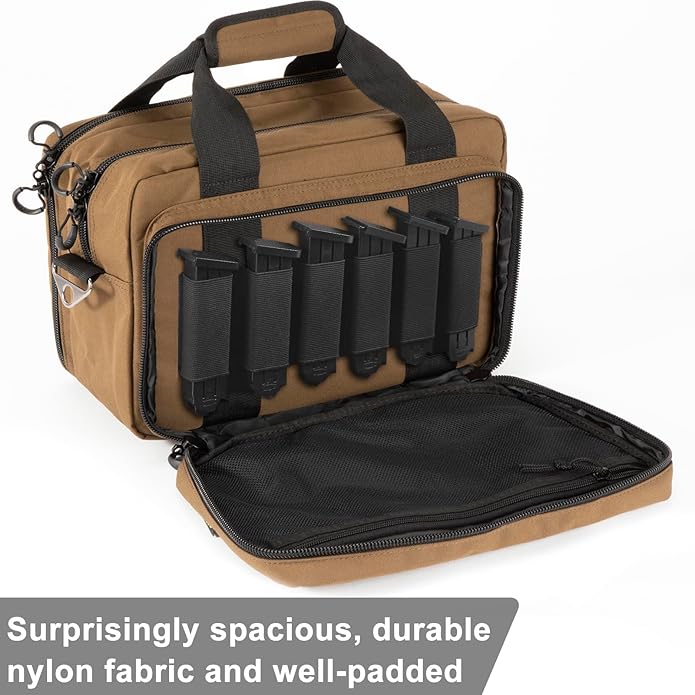 Range Bag Pistol Handgun Bag Gun Carrying Case for Handguns and Ammo with Lockable Zippers